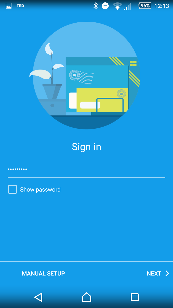 Android email address and password screen